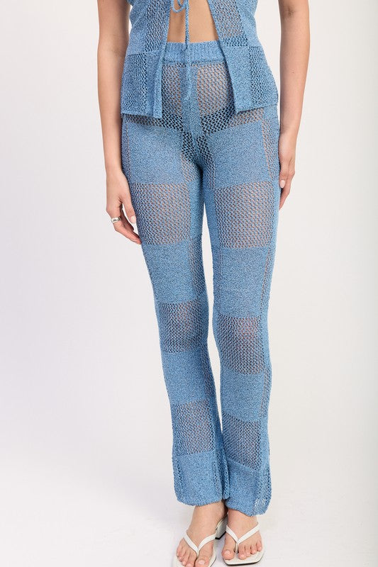 Women's Sheer Crochet High-Waist Flares Pants | Zarnesh