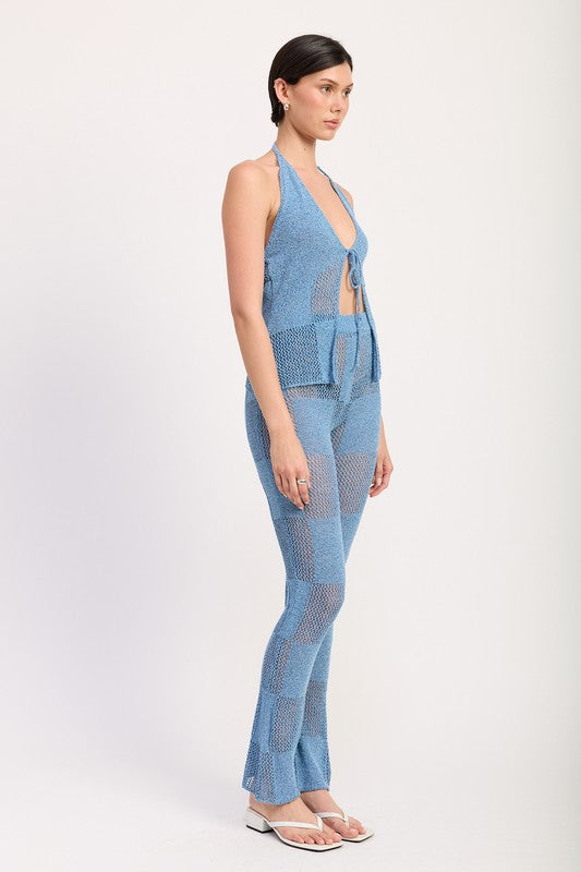 Women's Sheer Crochet High-Waist Flares Pants | Zarnesh