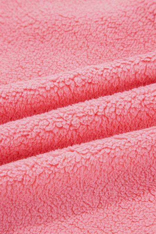 Women’s Sherpa Faux Leather Fleece Half Zip Pocketed Sweatshirt | Zarnesh