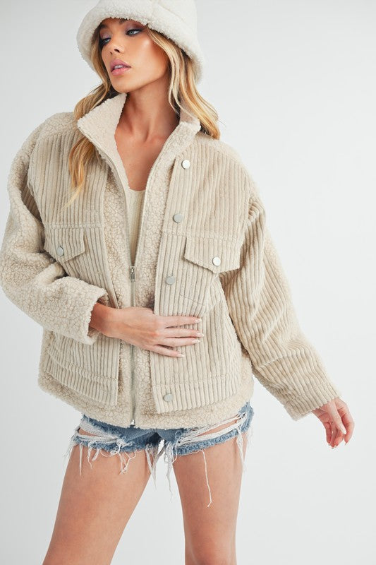 Women’s Sherpa Fleece Zip-Up Jacket with Hood | Zarnesh