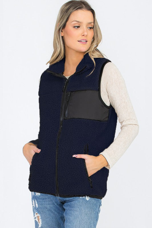 Women’s Sherpa Fleece Vest Top Jacket | Zarnesh