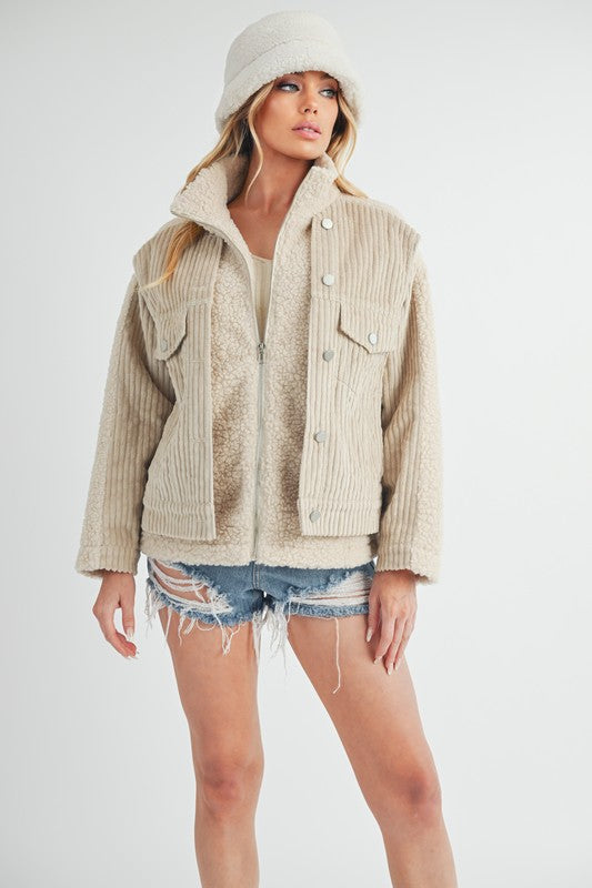 Women’s Sherpa Fleece Zip-Up Jacket with Hood | Zarnesh