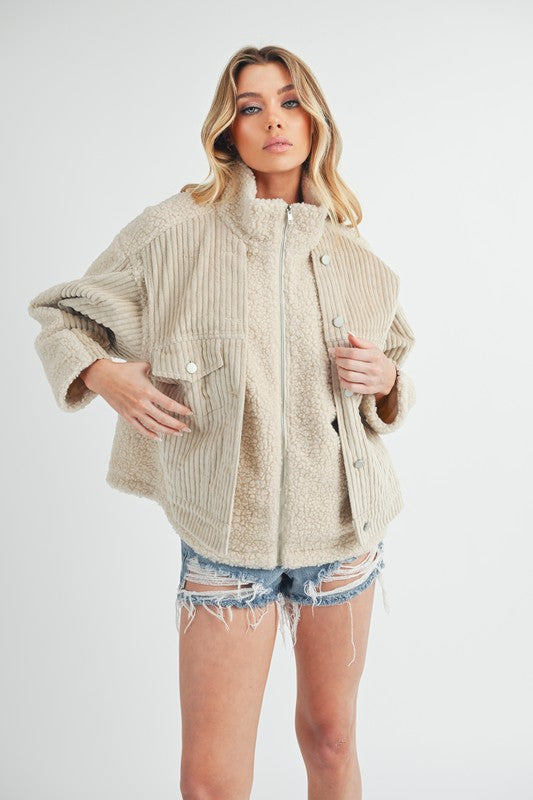Women’s Sherpa Fleece Zip-Up Jacket with Hood | Zarnesh