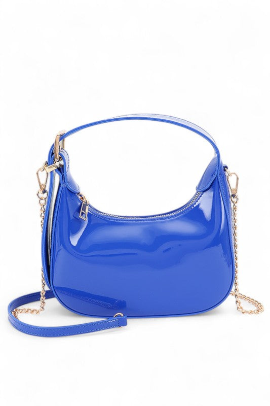 Women's Shiny Patent Faux Leather Top Handle Swing Bag | Zarnesh