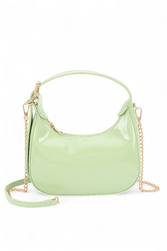 Women's Shiny Patent Faux Leather Top Handle Swing Bag | Zarnesh