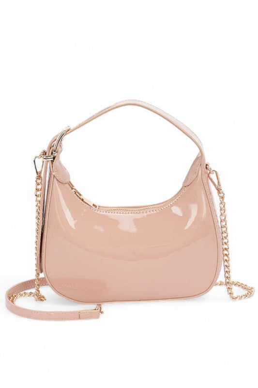 Women's Shiny Patent Faux Leather Top Handle Swing Bag | Zarnesh