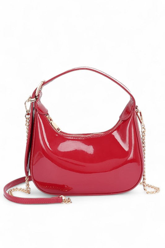 Women's Shiny Patent Faux Leather Top Handle Swing Bag | Zarnesh