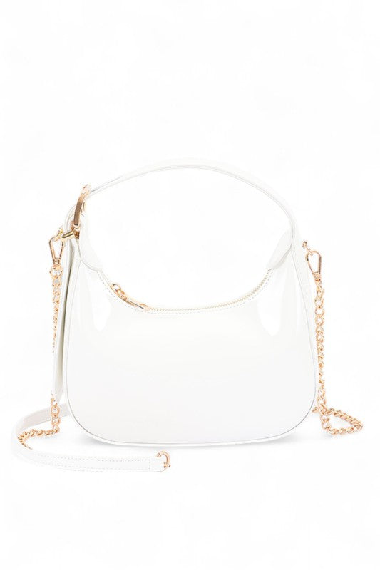Women's Shiny Patent Faux Leather Top Handle Swing Bag | Zarnesh