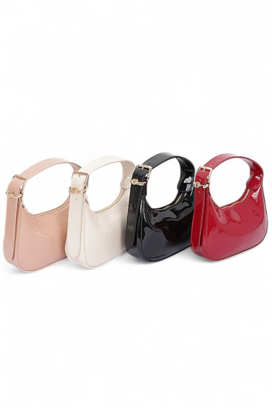 Women's Shiny Patent Faux Leather Top Handle Swing Bag | Zarnesh