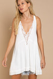 Women’s Sleeveless Deep V-Neck Dress with Lace Front | Zarnesh