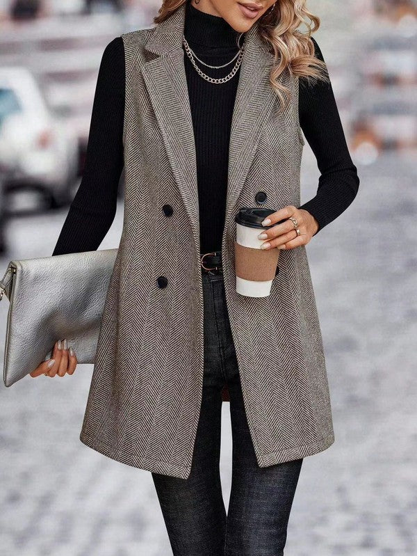 Women's Sleeveless Flattering Fit Lapel Neck Blazer Vest | Zarnesh