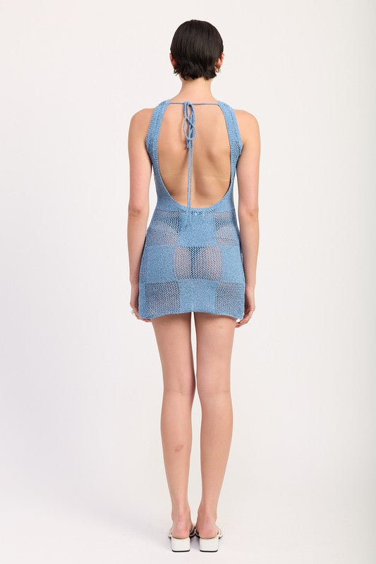 Women’s Sleeveless Mini Knit Open Back Dress | Zarnesh