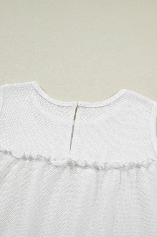 Women’s Sleeveless Tiered Frill Trim A-Line Tank Top | Zarnesh