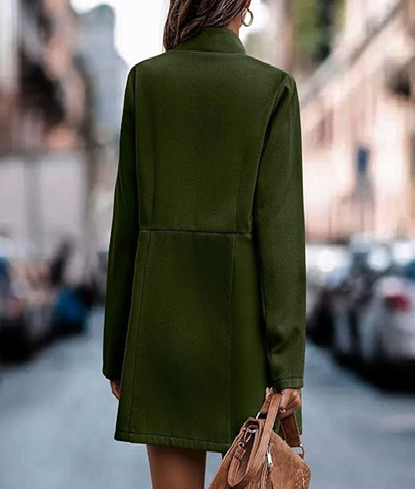 Women's Slim Fit Stand Collar Wool Blend Coat | Zarnesh