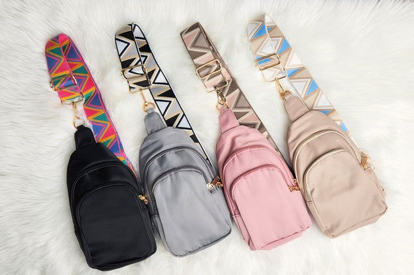 Crisala Sling Nylon Crossbody Bag With Strap | Zarnesh