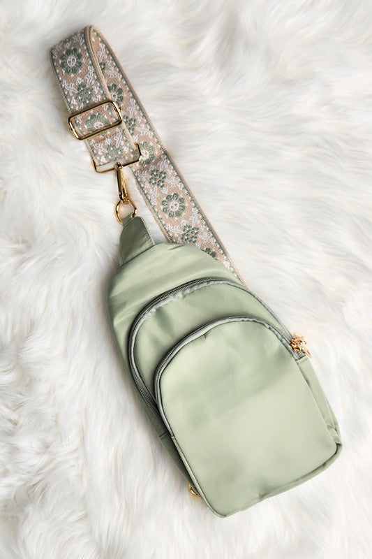 Crisala Sling Nylon Crossbody Bag With Strap | Zarnesh