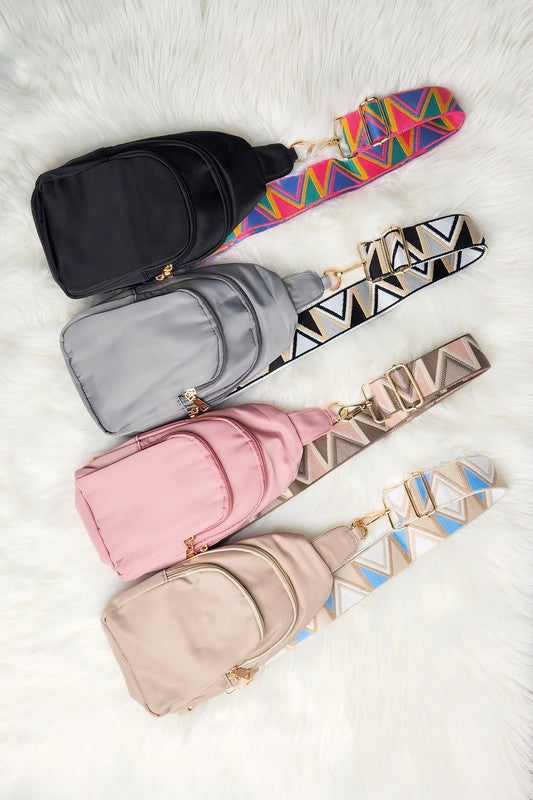 Crisala Sling Nylon Crossbody Bag With Strap | Zarnesh