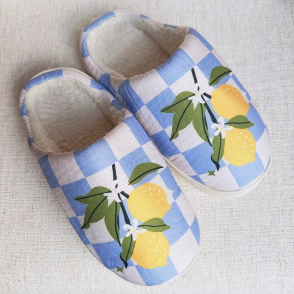 Women’s Soft Lemon Drop Gingham Lounge Slippers | Zarnesh