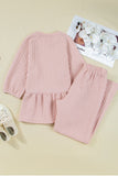 Women’s Soft Cable Textured Loungewear Top Pants Set | Zarnesh