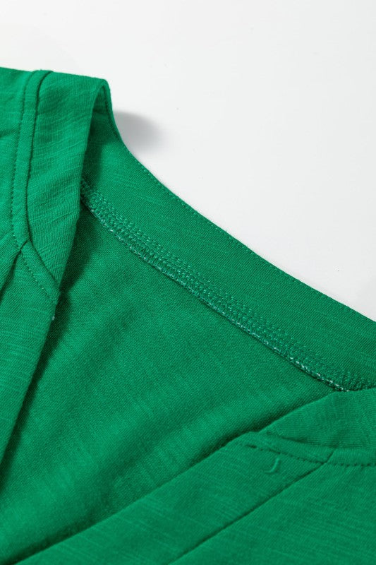 Women’s Soft Fabric Solid V-Neck Button Long Sleeve Top | Zarnesh