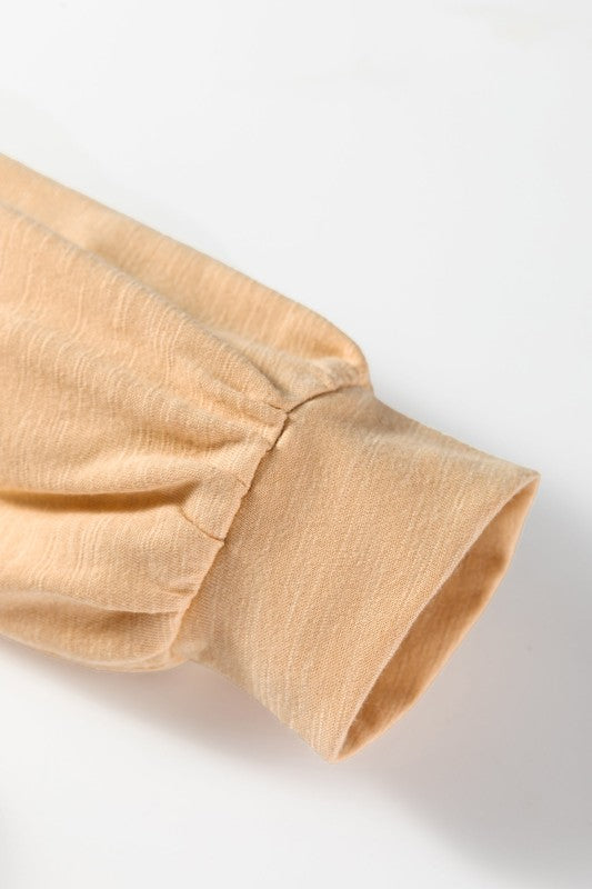 Women’s Soft Fabric Solid V-Neck Button Long Sleeve Top | Zarnesh