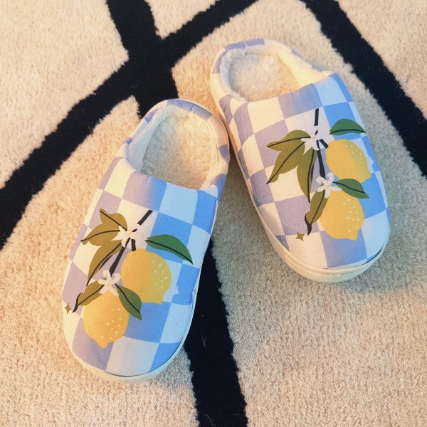 Women’s Soft Lemon Drop Gingham Lounge Slippers | Zarnesh