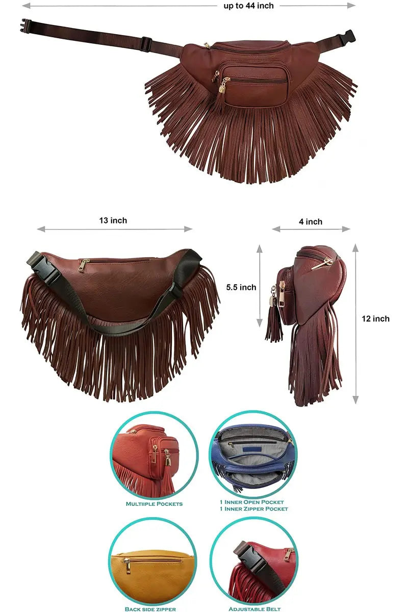 Women’s Solene Fashion Fanny Pack Fringe Tassel Waist Bag | Zarnesh