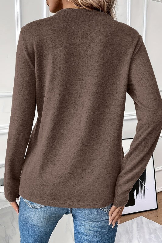 Women’s Solid Long Sleeve Reverse Seam Crew Neck Top | Zarnesh
