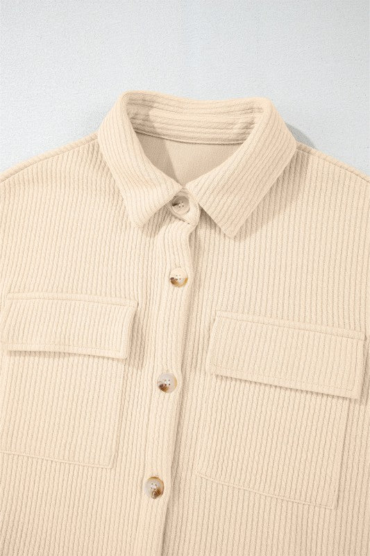 Women’s Solid Corduroy Waffle Button-Up Jacket | Zarnesh