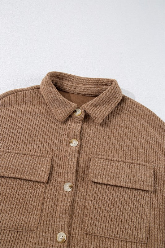 Women’s Solid Corduroy Waffle Button-Up Jacket | Zarnesh