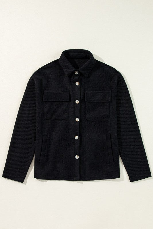 Women’s Solid Corduroy Waffle Button-Up Jacket | Zarnesh