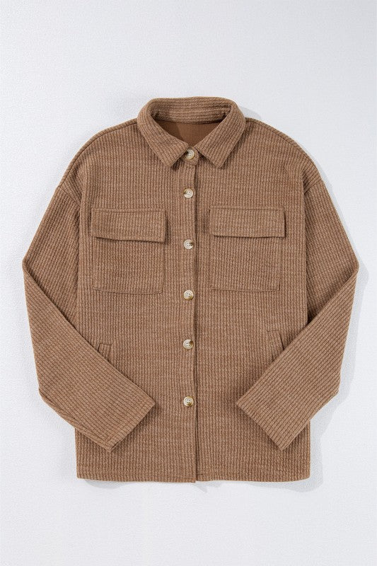 Women’s Solid Corduroy Waffle Button-Up Jacket | Zarnesh
