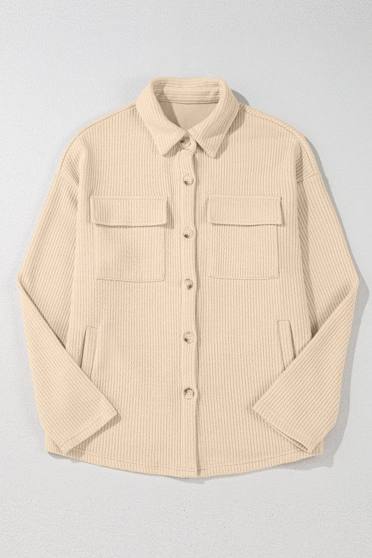 Women’s Solid Corduroy Waffle Button-Up Jacket | Zarnesh