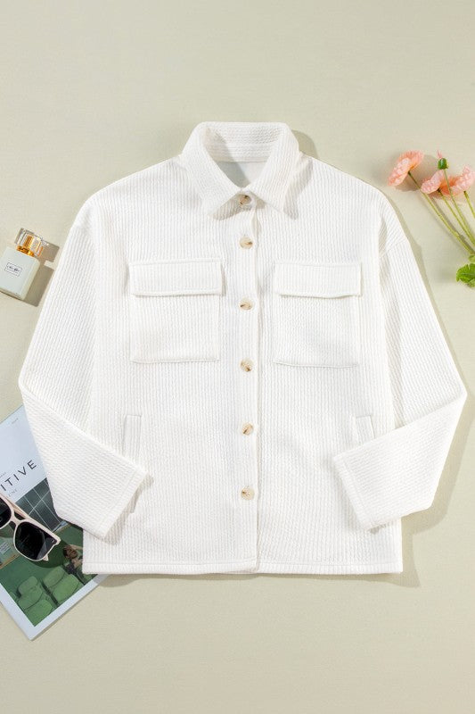 Women’s Solid Corduroy Waffle Button-Up Jacket | Zarnesh