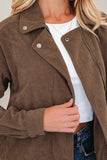 Women’s Solid Corduroy Zip-Up Lapel Collar Buttoned Jacket | Zarnesh