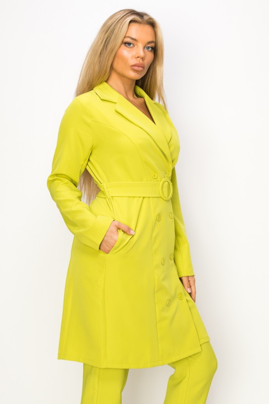 Women’s Solid Double Breasted Belted Trench Coat | Zarnesh