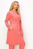 Women’s Solid Double Breasted Belted Trench Coat | Zarnesh