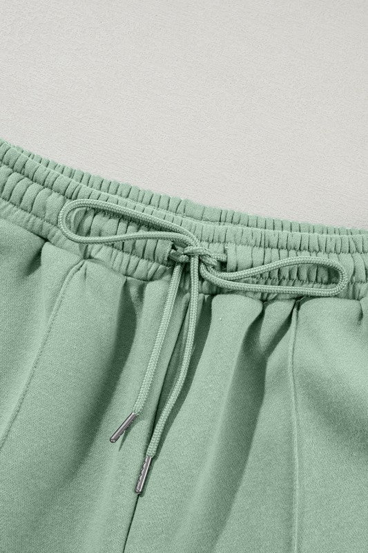 Women’s Solid Drawstring Wide Leg Pants Set Zip Up Jacket | Zarnesh