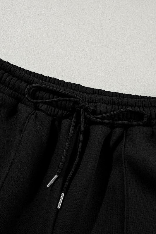 Women’s Solid Drawstring Wide Leg Pants Set Zip Up Jacket | Zarnesh