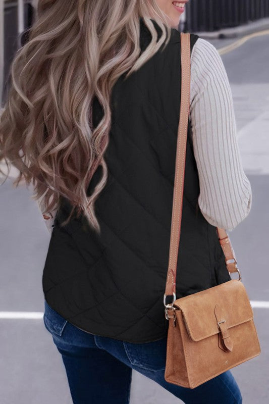 Women's Solid Fleece Lined Quilted Vest Coat | Zarnesh