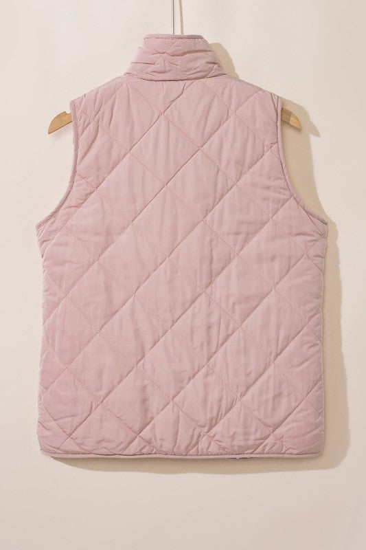Women's Solid Fleece Lined Quilted Vest Coat | Zarnesh