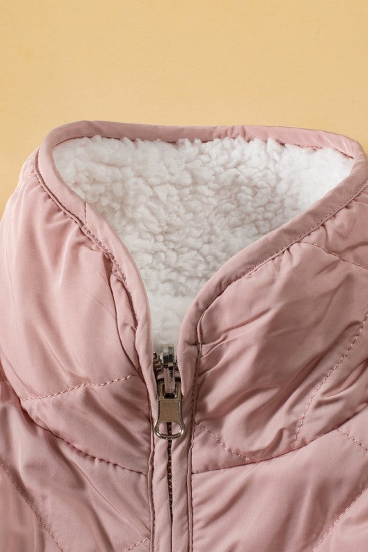 Women's Solid Fleece Lined Quilted Vest Coat | Zarnesh