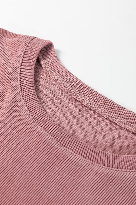 Women’s Solid Textured Knit Pullover Shorts Loungewear Set | Zarnesh