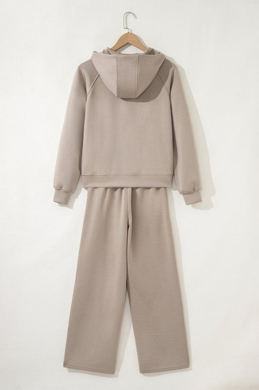 Women’s Solid Half-Zip Hoodie and Jogger Set Activewear | Zarnesh