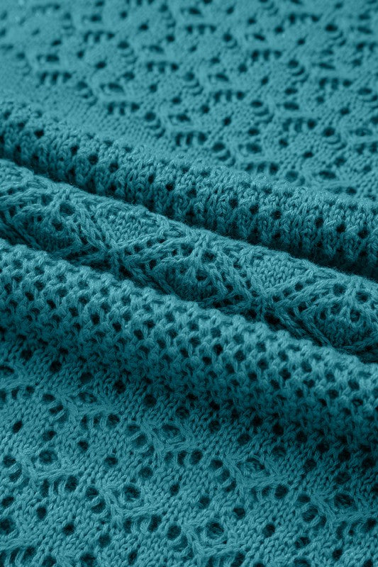 Women’s Solid Hollow Knit Open-Front Cardigan | Zarnesh