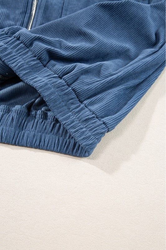 Women’s Solid Hooded Corduroy Zip-Up Jacket | Zarnesh