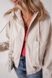 Women’s Solid Hooded Corduroy Zip-Up Jacket | Zarnesh