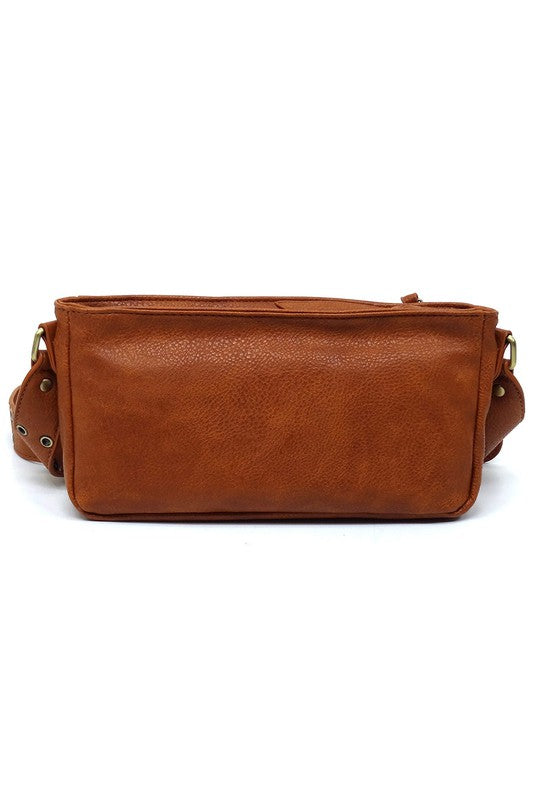 Women's Solid Leather Buckle Strap Wade Crossbody Bag | Zarnesh
