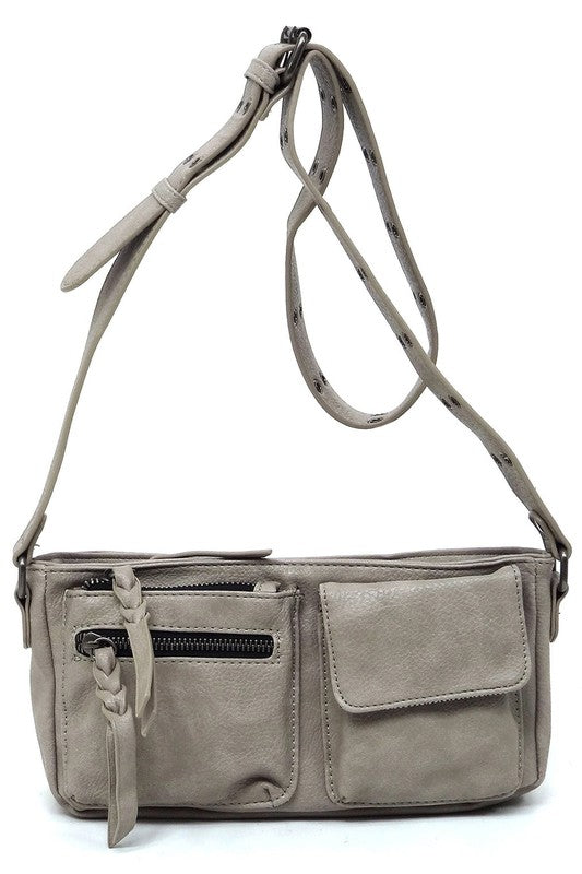 Women's Solid Leather Buckle Strap Wade Crossbody Bag | Zarnesh