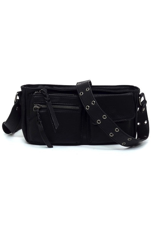 Women's Solid Leather Buckle Strap Wade Crossbody Bag | Zarnesh